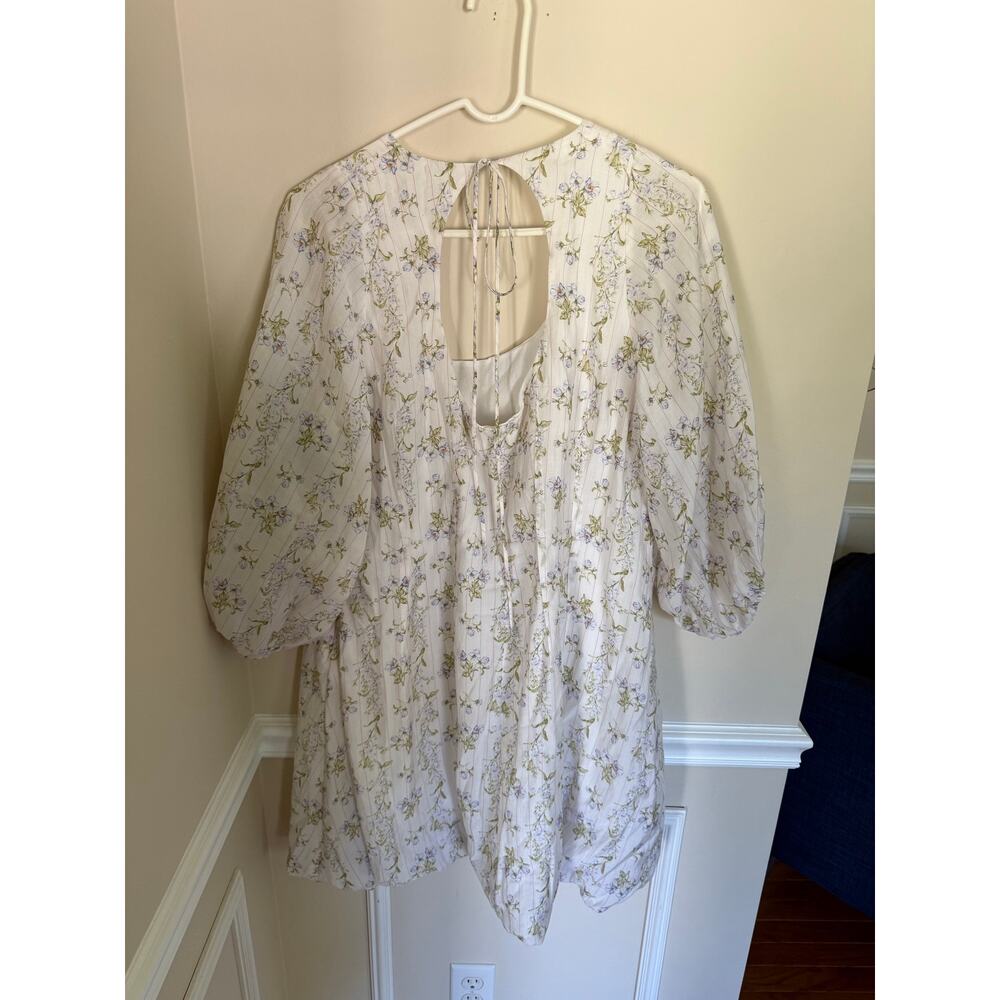 H&M X Brock Collection | Preppy Summer Floral Cottagecore Bubblehem Mini Dress - Picture 9 of 15